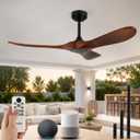 52 Inch Outdoor Ceiling Fan without Light, Smart Wood Ceiling Fan with Remote Control & Alexa/Google, 3 Blades High CFM for Patios Farmhouse Red Walnut