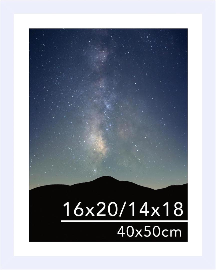 16x20 Picture Frame Black with 14x18 Mat for 40 x 50cm Diamond Art Painting, Display Photo 14x18 with Mat or 16 x 20 Without Mat, Wall Hanging Large Frame with Plexiglass