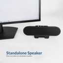 Cyber Acoustics USB & Bluetooth Speaker Bar (CA-2890PRO) USB Powered with Speakerphone for PC and Bluetooth for Connection to Smartphones, Clamps to Monitors up to 2 Inches Thick, 20 Watts