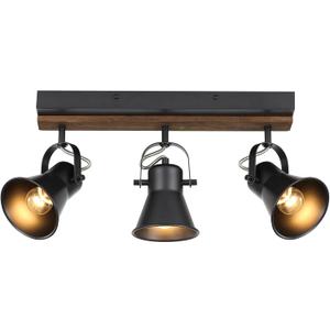 SEEBLEN 3-Light Kitchen Light Fixtures, Adjustable Ceiling/Wall Mount Spotlight, Industrial Black Track Lighting for Living Room, Dining Room, Hallway, Bathroom