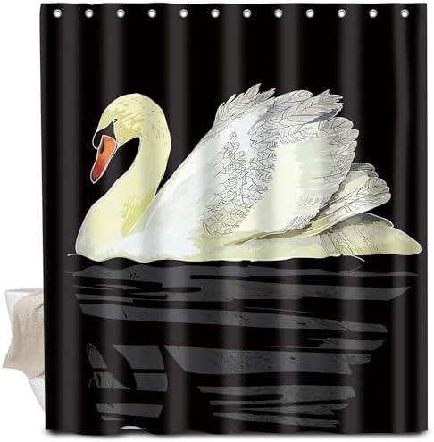 BAUCIWLD Shower Curtain for Bathroom, Cute Shower Curtain Sets with 12 Hooks, Waterproof Fabric Bath Curtain for Home, 72Wx72H Cute White Swan