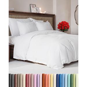 White Duvet Cover Queen Size - Extra Soft Queen Size Duvet Cover - 90" x 90" Queen Duvet Cover w/ 2 Pillow Shams - Hotel Luxury, Easy Care & Fade Free - Comforter Cover w/ Zipper Closures & Ties