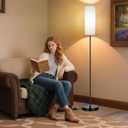 FRIDEKO HOME Floor Lamp with White Shade, Simple Design with Foot Pedal Switch, Small Tall Lamps for Living Room Bedroom Office, Corner Floor Stand Light with Black Pole Lamp (No Bulb/No Remote)