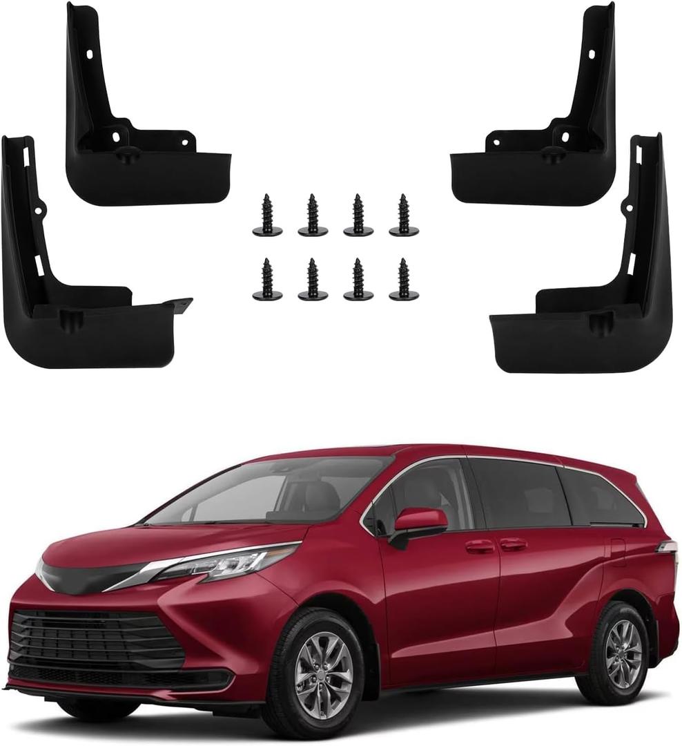 PSLER Fit for 2021 2022 2023 2024 2025 Sienna/Granvia Set of 4PCS Mud Flaps Kit Splash Guards Mudguards Mudflaps with Hardware Kits Accessory Front and Rear