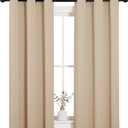 NICETOWN Room Darkening Draperies Window Curtain Panels, Thermal Insulated Grommet Room Darkening Curtains for Bedroom (Biscotti Beige, 2 Panels, W34 x L54 -inch)
