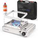 Camping Stove with Carrying Case, 10500 BTU Portable Butane Gas Stove, Automatic Ignition Single Burner Gas Stove for Outdoor Cooking, Camping, Picnics, Hiking, Fishing, BBQ
