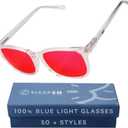 100% Blue Light Blocking Glasses - Women + Men - Better Sleep - Anti Eye Strain Protection - Computer Screens Gaming (8. Clear)