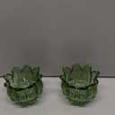 2 Pcs Green Glass Lotus Lamp Shades Small Flower Sconce Shade E26 Base 1.38" Top x 4.92" Dia. x 4.13" H Mini Lampshades Replacement for Floor Table Chandelier Decor Vanity Pendant Light Covers