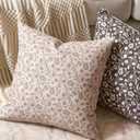 Aeckself Neutral Floral Pillow Covers 18x18 Set of 2, Vintage Block Print Throw Pillow Covers Decorative Farmhouse Accent Couch Pillows for Living Room Bedroom, Beige