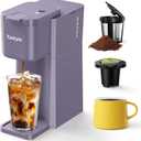 Tastyle Mini Hot and Iced Coffee Maker Single Serve, for K Cup and Ground, 6 to 14 Oz Brew Sizes, with Recipe Book, for Home, Travel, RV, Office and Dorm, Violet