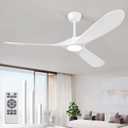 52" Ceiling Fan with Light and Remote, 6-Speed Dimmable Outdoor Ceiling Fan, High CFM Quiet 3 Blade Wood Ceiling Fan, Modern Propeller Ceiling Fan for Outdoor Indoor Living Patio Porch (White)