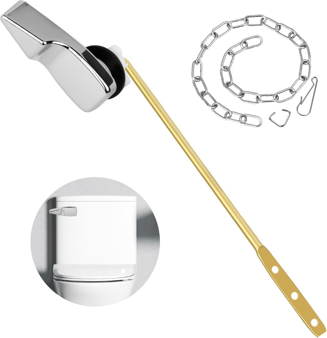 2 x Toilet Handle Replacement Kit, 702 Universal Toilet Flush Handle, Zinc Alloy Toilet Tank Trip Lever with H2 Brass Arm Front-Mount Compatible with American Standard, Mansfield Toilet, Silver
