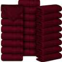 Casa Lino Face Towels & Body Wash Cloths for Showering - 100% Cotton Wash Cloths for Bathroom - Highly Absorbent & Quick Drying Washcloth Set - Cotton Washcloths 24 Pack (12" x 12") - (Burgundy)
