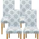 Pack of 4 Dining Room Chair Covers, Chair Covers for Dining Room Set of 4, Elastic Dining Chair Slipcovers, Dining Chair Slipcover, Kitchen Chair Protector Set of 4, Bohemian Blue