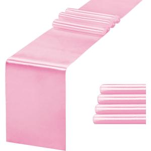 5 Pack Table Runner 12 X 108 Inch Silk Table Runner for Party,Wedding, Birthday, Banquets,Decoration(Pink)