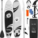SereneLife Ultra-Light Inflatable Stand Up Paddle Board with Premium SUP Accessories - Extra Wide Stable Design with Non-Slip EVA Deck Pad for Youth and Adults of All Skill Levels - 275 lbs Capacity (Gray)