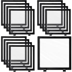 Harloon 12 Pcs 3D Floating Display Case Floating Frame Display Holder Stands Challenge Coin Jewelry Frame Box for AA Medallions Fossil Rock Gemstones Specimen(Black,7 x 7 x 0.8 Inch,Square Base)