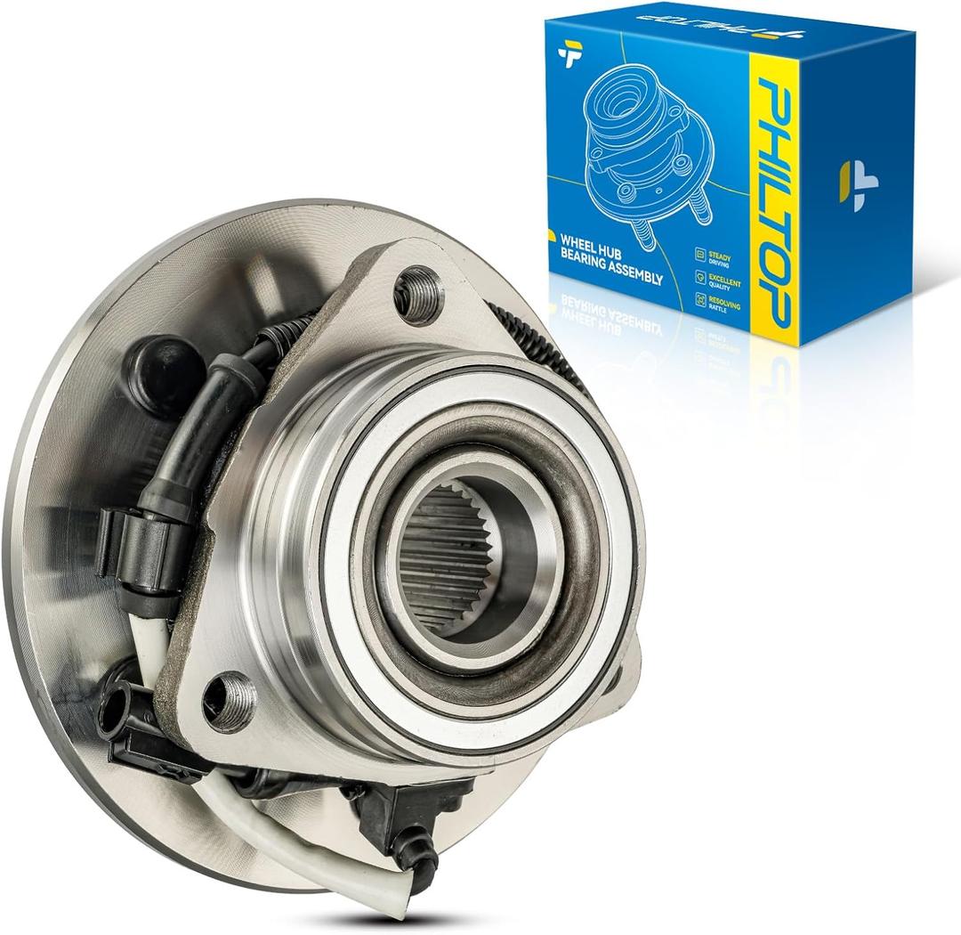 PHILTOP 515004 4WD Front Wheel Hub Assembly Fit for Ford Expedition 1997-2000, Lincoln Navigator 1998-2000, 5 Lugs Wheel Hub Bearings W/ABS