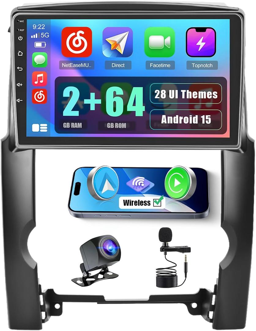 2+64G Radio for Kia Sorento Auto A/C 2009 2010 2011 2012 CarPlay Car Stereo Android 15 Touchscreen 10.1" Android Auto Backup Camera GPS EQ 28UI