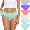 coskefy Women's Underwear Cotton Hipster Panties Low Rise Briefs Soft Strench Breathable Ladies Bikini Underwear 6 Pack (Large, Bright-colored)