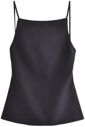 heyheyshine Women's Halter Summer Casual Y2K Crop Tee Backless Crop Cami Tops Strap Tie Up Camisole Sleeveless (Black,Small)
