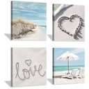 the stream design Bedroom Canvas Beach Wall Art: Bathroom Living Room Pictures Ocean Theme Painting Wall Decor 4 Panel Blue Coastal Prints Sea Scene Artwork Decorations for Home Office