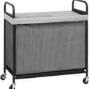 STORAGE MANIAC Rolling Laundry Hamper with Wheels 3-Section Laundry Sorter Rolling Laundrys Basket on Wheels with Removable Bag Clothes Hamper Laundrys Organizer Cart Bathroom Bedroom 120L Grey