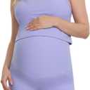 Motherhood Maternity Womens Ribbed Crop Racerback Pregnancy Workout Tank Top (Large, Sweet Lavender)
