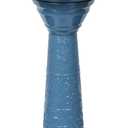 Alpine Corporation ORS112BL Vintage Metal Pedestal Birdbath with Stand, Shallow Bird Bath Bowl for Outside, 28" H, Blue