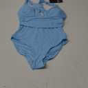 QINSEN Womens Sexy V Neck One Piece Bathing Suit Cross Back Swimsuit High Waist Monokini (Medium, Light Blue)