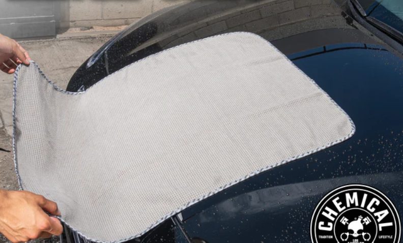 Chemical Guys Waffle Weave Gray Matter Microfiber Drying Towel - 25" x 36", Premium Blend Microfiber Towel with Soft-Banded Edging for Scratch-Free Car Drying, Ultra Absorbent