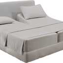 5-Piece Split California King Sheets - 100% Egyptian Cotton 400-TC, 15 Inch Deep Pocket - Light Grey Solid