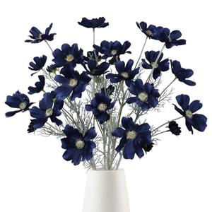 4PCS Navy Blue Silk Cosmos Flowers 24'' Wild Flowers Artificial Fake Flowers Arrangement for Wedding Party Kitchens Home Decoration(Navy Blue)