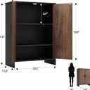 Bathroom Storage Cabinet, Floor Cabinet with 2 Fluted Doors and 2 Adjustable Shelves Wooden Freestanding Organizers and Storage, Black