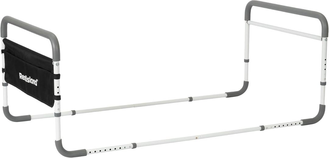 Dual Bed Side Hand Rail, Bed Assist Rail Adjustable Medical Hospital Assistive Devices Bed Rails for Elderly Adults, Fits Queen, Full & Twin Beds,Blue/Black