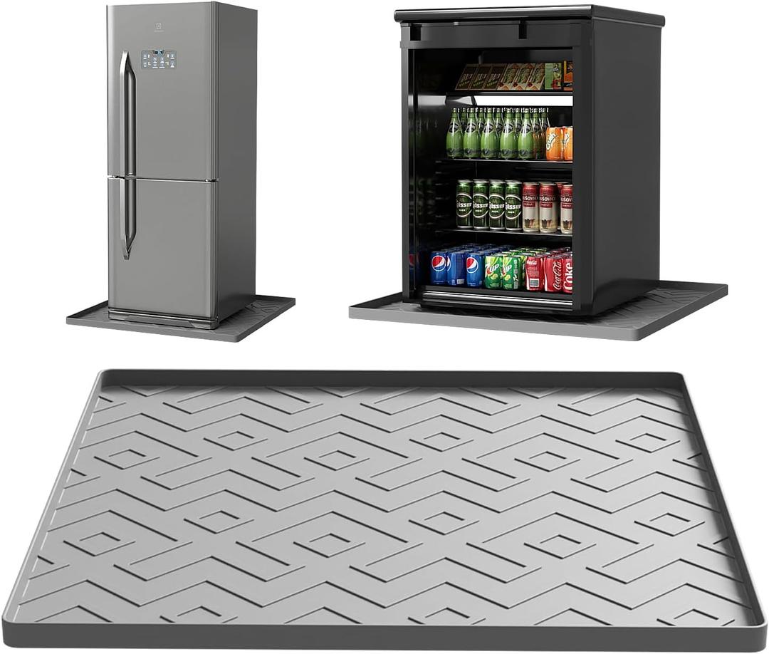Mini Fridge Silicone Mat 19.7"x19.7"x0.4" - Non-Slip, Spill-Proof, Drip Prevention | Ideal for Refrigerators, Washing Machines, Dryers, Wine Coolers, and Dishwashers (Gray)