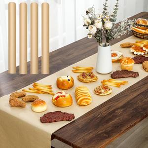 4 Pcs Thanksgiving Charcuterie Paper Table Runner 15 x 48 Inches Disposable Kraft Brown Table Runner Butcher Paper Roll for Dining Birthday Party Weddings and Events