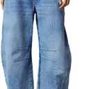 Allimy Womens Jeans Mid Rise Barrel Leg Vintage Jeans for Women Trendy 2025 Denim Pants Non Stretch (6, Navy Blue)