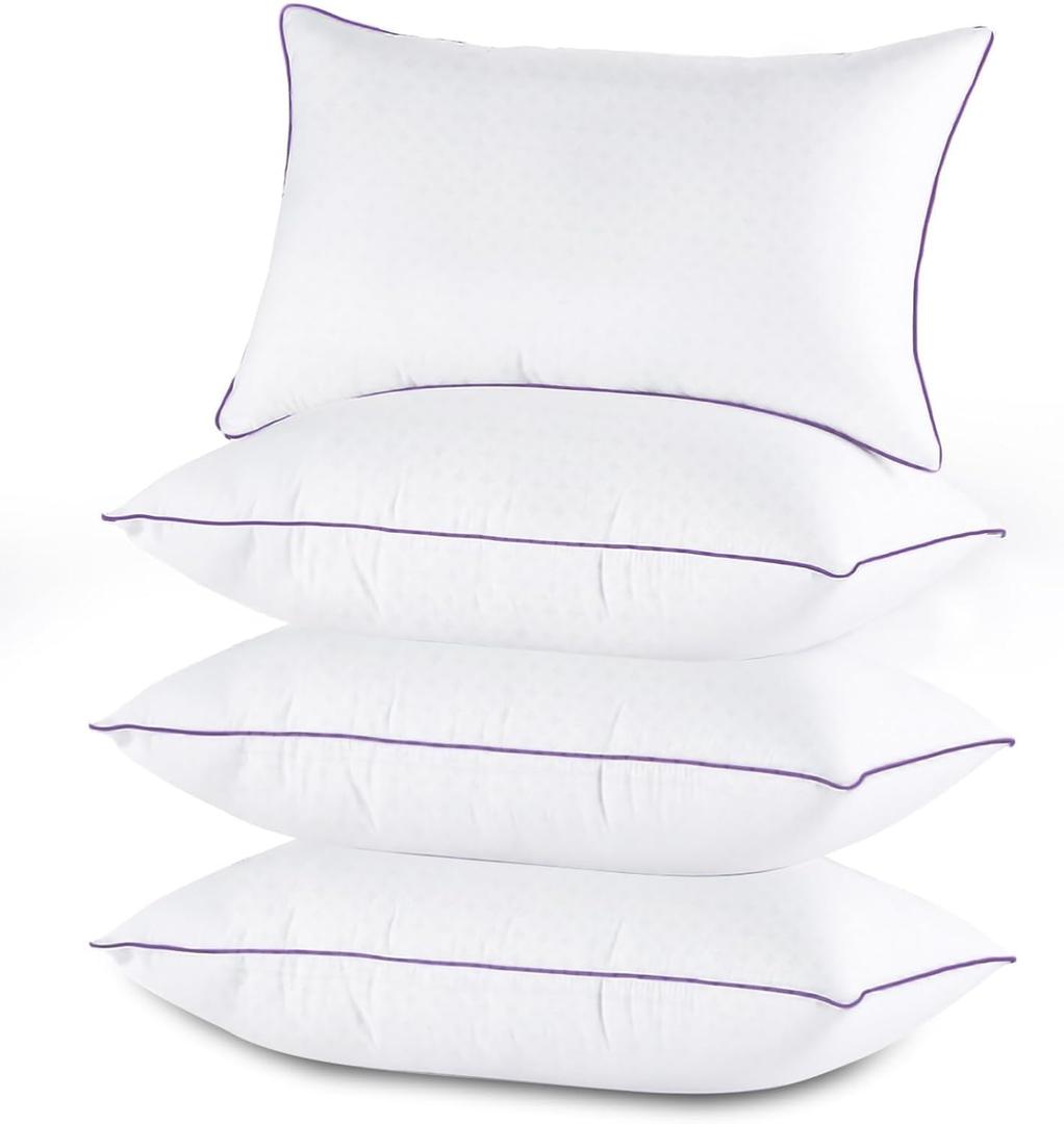JOLLYVOGUE Pillows Queen Size Set of 4, Washable Supportive Bed Pillows with Super Soft Down Alternative Fill, Luxury Fluffy Hotel Quality for Side, Back, and Stomach Sleepers (Queen)