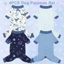 Bienbee Dog Pajamas, 4 Pack Cute Soft Dog Puppy Clothes Dogs Pjs Onesies Jammies Outfit Adjustable Breathable & Stretchy Clothes for Large Dogs Girl Boy Puppy, Size: L
