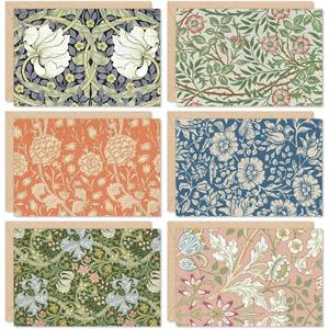 Whaline 48 Pcs William Morris Thank You Cards Greeting Cards Vintage Floral Note Card with Envelope Sticker for Baby Shower Birthday Wedding Party Invitation Supplies, 4 x 6 Inch