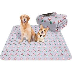 Aitmexcn Christmas Washable Pee Pad for Dogs, 2PCS 31x36in Xmas Super Absorbent Reusable Puppy Pads Pet Training Pads, Waterproof mats for Playpen, Crate, Whelping Box, Potty Training (Christmas Santa Claus)