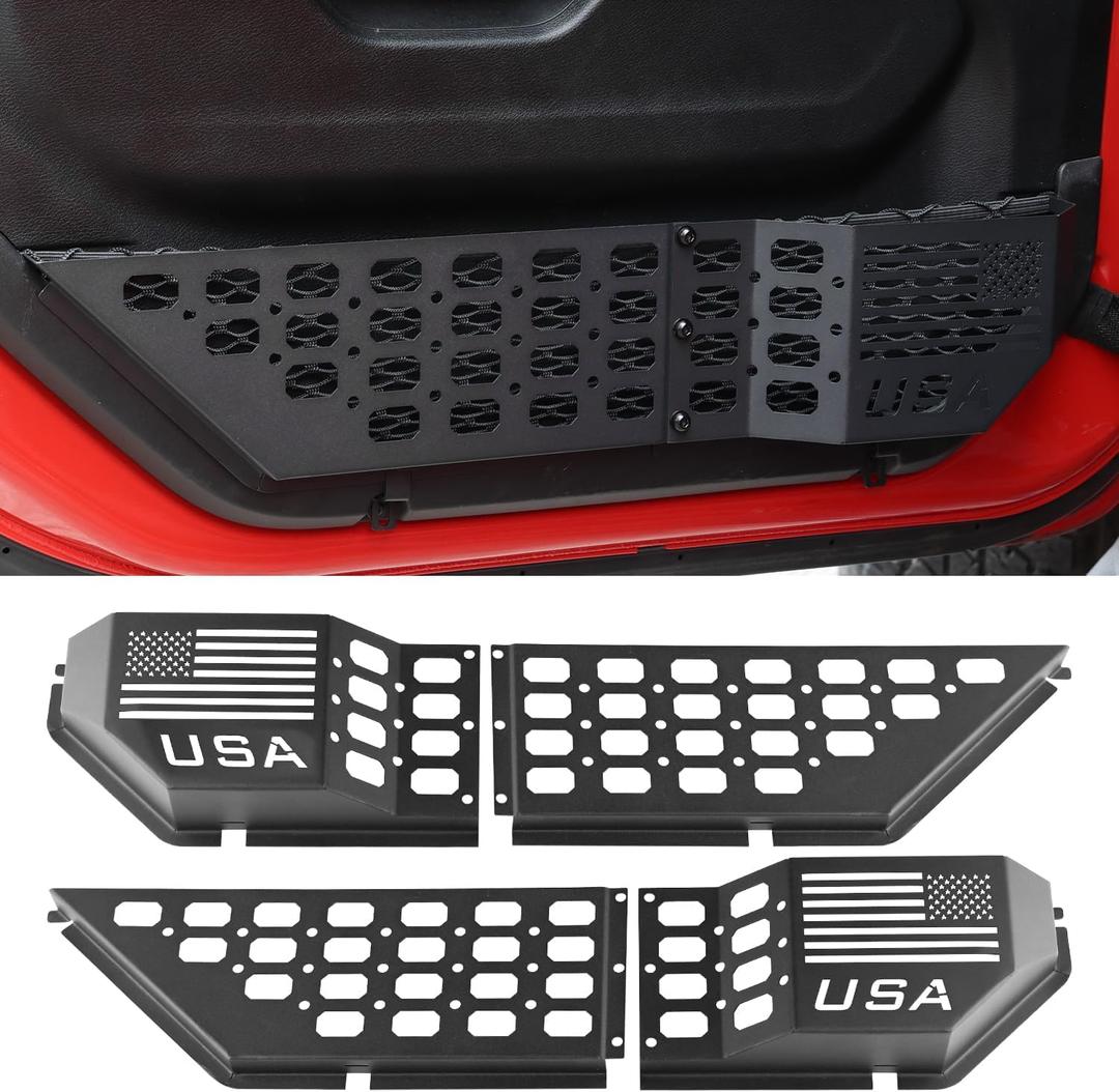 JL Metal Front Door Storage Pocket Box Door Net Pocket Replacement Side Insert Organizer Box Compatible with 2018-2023 Jeep Wrangler JL Accessories JLU & Gladiator JT (Black)