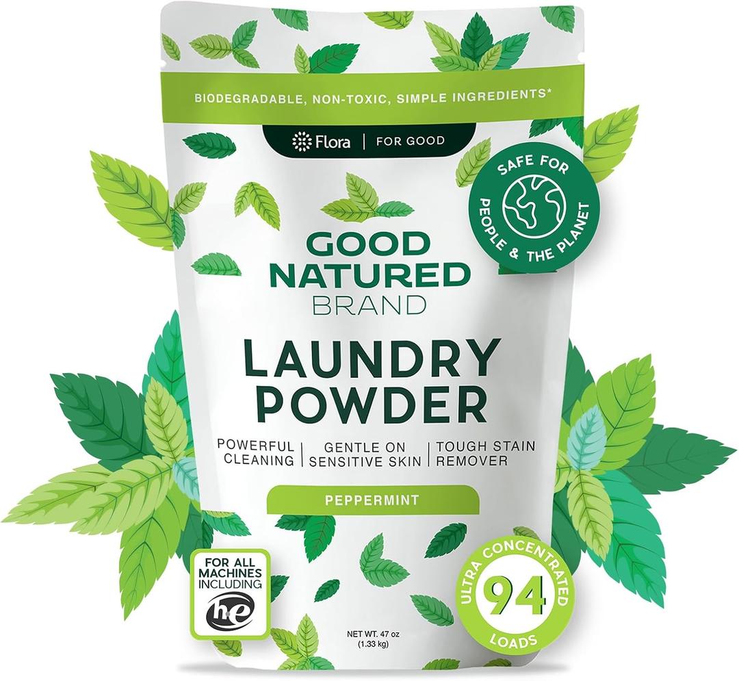 Good Natured Brand | Pet Stain & Odor Remover for Laundry | Pet Laundry Detergent for Dogs Beds, Cat Pee, Smell, Dog Drool | Hypoallergenic & Non-Toxic | Peppermint | 47oz 94 Loads (47 Ounce (Pack of 1))
