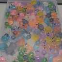 100pcs Mini Ducks with Sunglasses & Gold Chain, Colorful Luminous Resin Miniature Duck Figurines Small Glow in The Dark Animal Tiny Desktop Dollhouse Garden Micro Ornament Landscape Decor