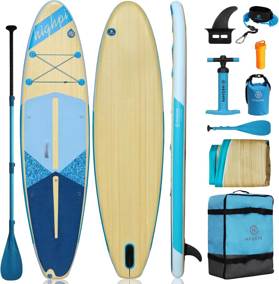 Highpi Inflatable Stand Up Paddle Board for Youth and Adults Wide Sup with Premium Accessories, Blow Up Paddleboard for Surfing, Fishing, Yoga & More