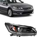 PartsFlow Halogen Headlight Black Housing Clear Lens Headlamp Assembly Right Passenger Side For 2013 2014 2015 Honda Accord HO2503151