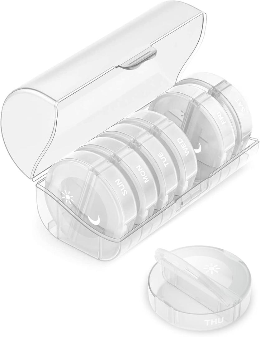 TookMag Pill Organizer 2 Times a Day, Travel Medicine Pill Organizer, Weekly AM PM Pill Box, Large Capacity 7 Day Pill Cases for Vitamin/Fish Oil/Supplements (White)