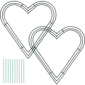 2-Pack Heart Shaped Wire Wreath Frame  Heart Metal Wreath Form with Ring Design for Valentines Day Wreath, DIY Crafts, and Home Decor  Dark Green Wire Frame for Christmas Holiday & Weddings