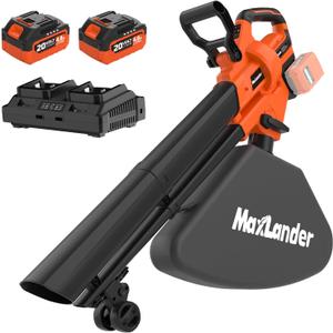 MAXLANDER 40V Cordless Leaf Blower Vacuum Mulcher, Leaf Vacuum with 40L Bag
Brushless Motor, 15:1 Mulch Ratio, 6-Speed Dial, 170MPH Blowers for Lawn Yard Cleanup, 2x4.0Ah Battery & Charger Included